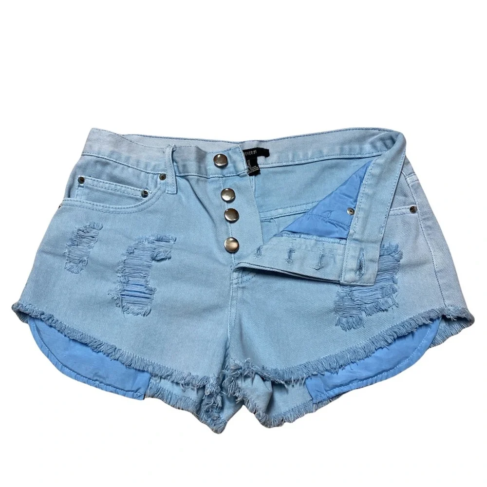 Forever 21 Jean Shorts Women’s 27 Casual Denim Distressed High Rise Button Fly